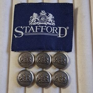 Stafford Silver Pewter Blazer Buttons 6 Smaller Cuff Sleeve Waterbury